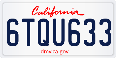 CA license plate 6TQU633