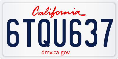 CA license plate 6TQU637