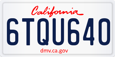 CA license plate 6TQU640