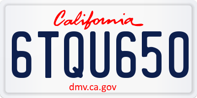 CA license plate 6TQU650