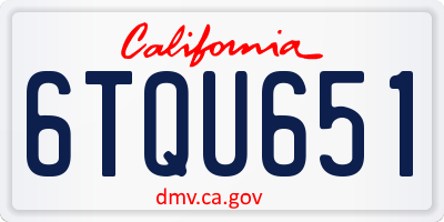 CA license plate 6TQU651