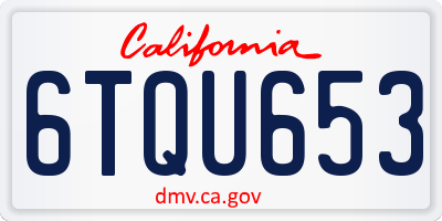 CA license plate 6TQU653