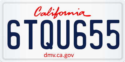 CA license plate 6TQU655