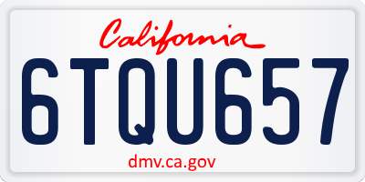 CA license plate 6TQU657