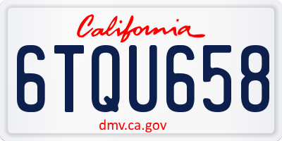 CA license plate 6TQU658