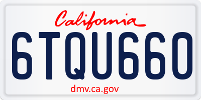 CA license plate 6TQU660