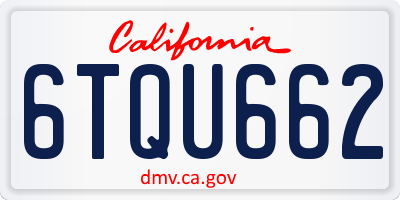 CA license plate 6TQU662