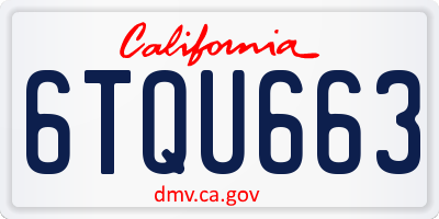 CA license plate 6TQU663