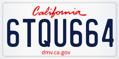 CA license plate 6TQU664