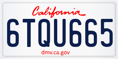 CA license plate 6TQU665