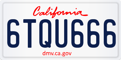 CA license plate 6TQU666