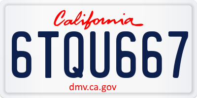 CA license plate 6TQU667