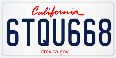 CA license plate 6TQU668