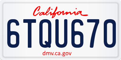 CA license plate 6TQU670