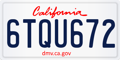 CA license plate 6TQU672