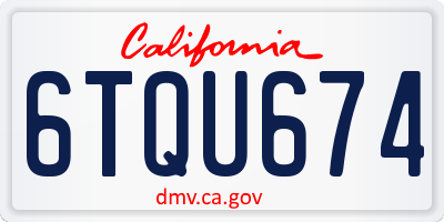 CA license plate 6TQU674