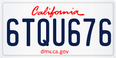 CA license plate 6TQU676