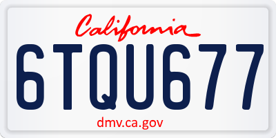 CA license plate 6TQU677