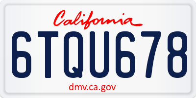 CA license plate 6TQU678