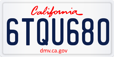 CA license plate 6TQU680