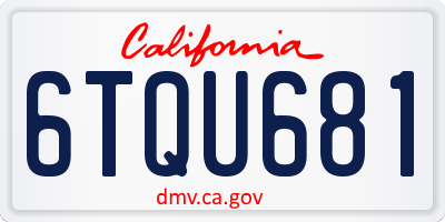 CA license plate 6TQU681