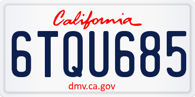 CA license plate 6TQU685