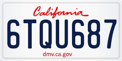 CA license plate 6TQU687