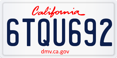 CA license plate 6TQU692