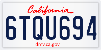 CA license plate 6TQU694