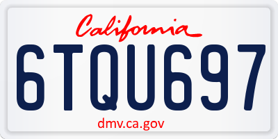 CA license plate 6TQU697