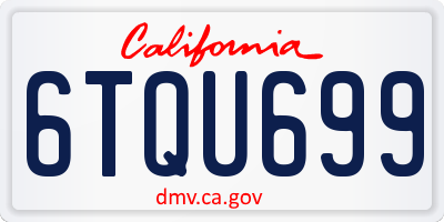 CA license plate 6TQU699