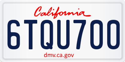 CA license plate 6TQU700