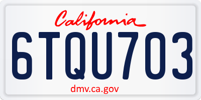 CA license plate 6TQU703