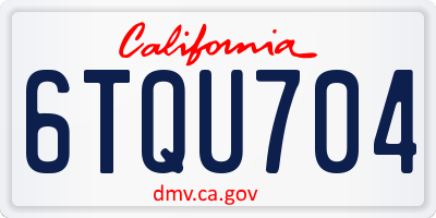 CA license plate 6TQU704