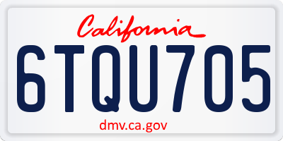 CA license plate 6TQU705
