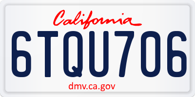 CA license plate 6TQU706