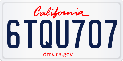 CA license plate 6TQU707