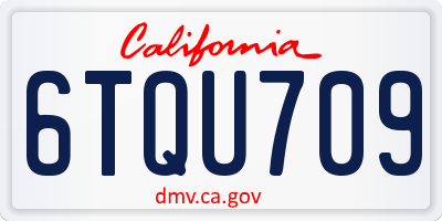 CA license plate 6TQU709