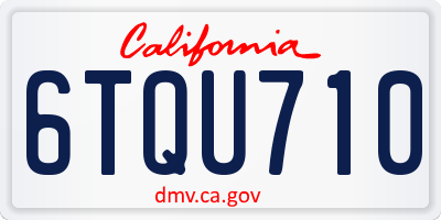 CA license plate 6TQU710