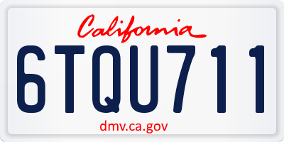CA license plate 6TQU711