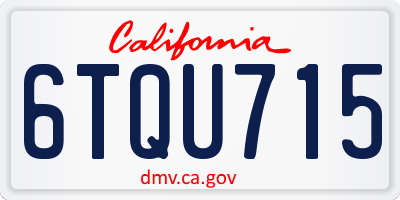 CA license plate 6TQU715