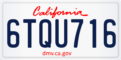 CA license plate 6TQU716