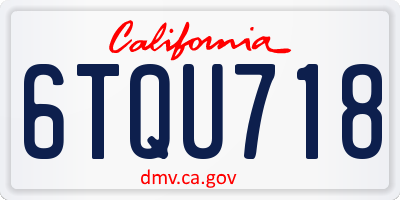 CA license plate 6TQU718