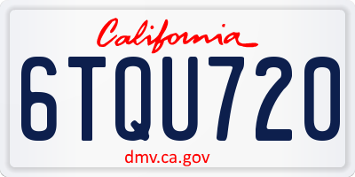 CA license plate 6TQU720