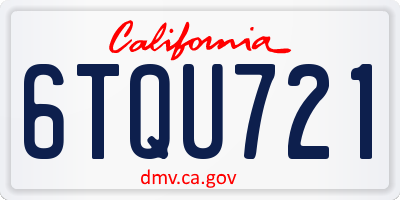 CA license plate 6TQU721