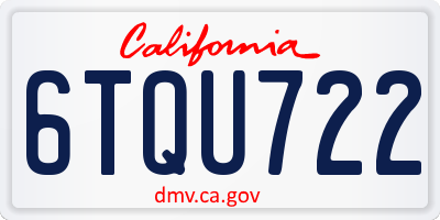 CA license plate 6TQU722