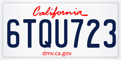 CA license plate 6TQU723