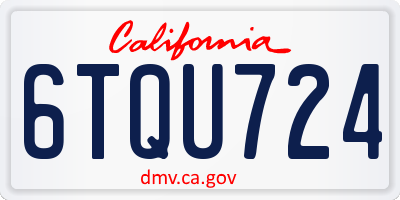CA license plate 6TQU724