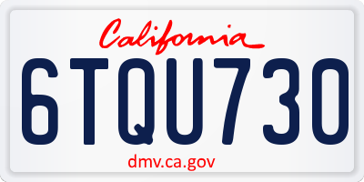 CA license plate 6TQU730