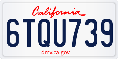 CA license plate 6TQU739